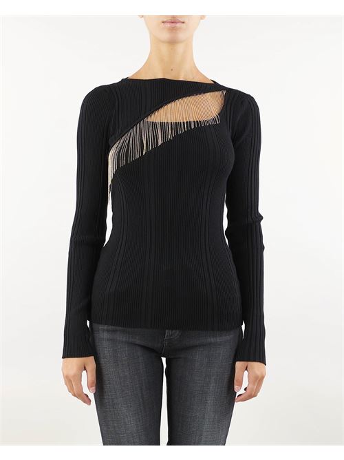 Ribbed sweater with gold fringes Simona Corsellini SIMONA CORSELLINI | Sweater | MGE0901C02600013